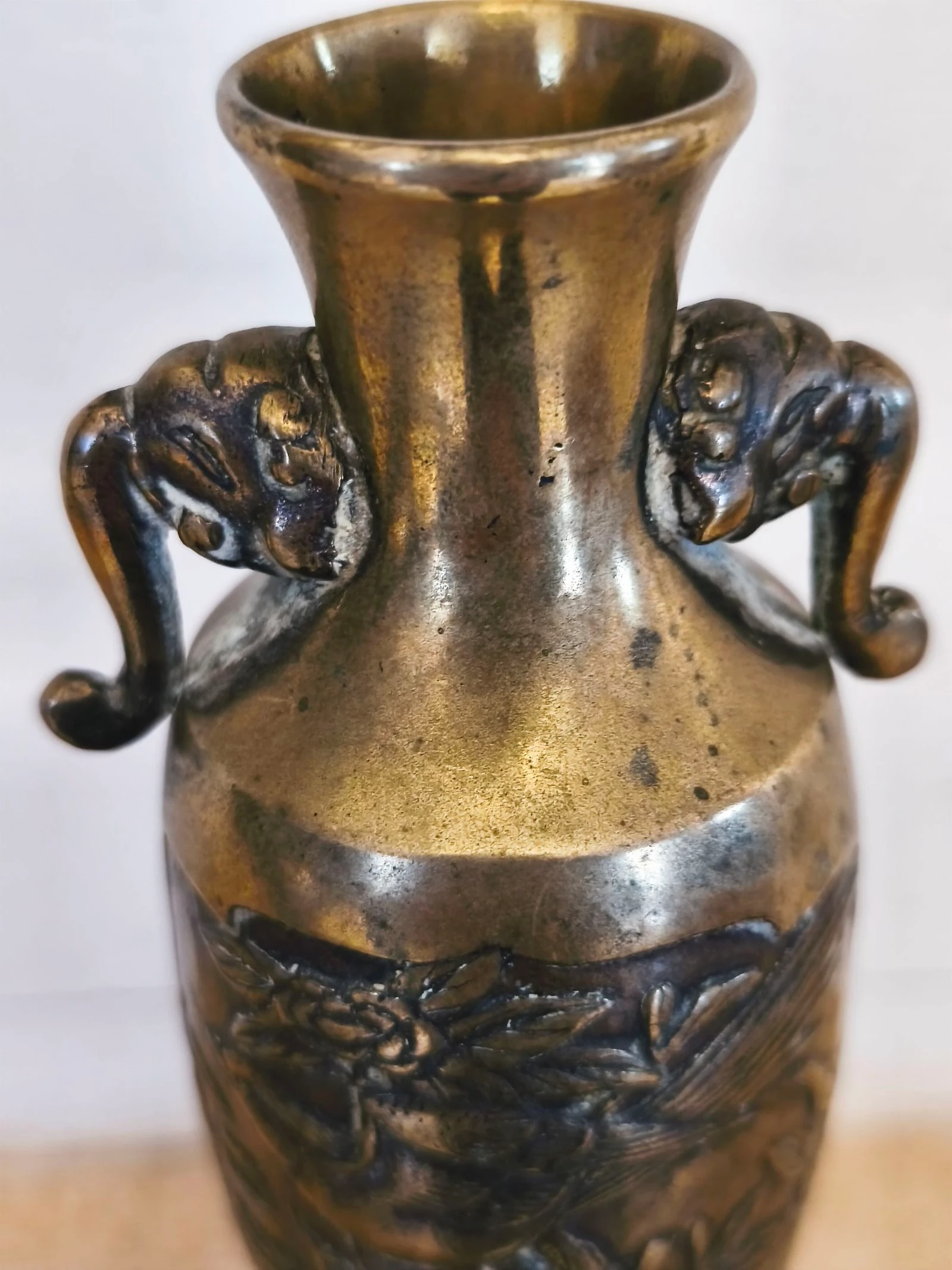 Jarron de bronce antiguo violetero – photo 6